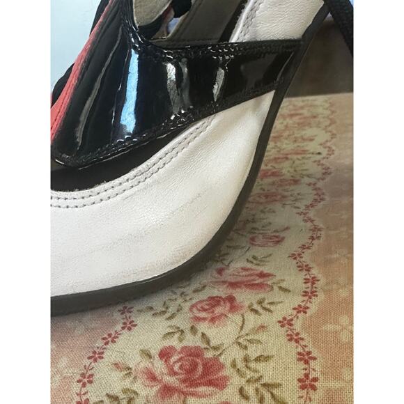 Prada Sport lace-up colorblock leather heels red black cream women 39.5 US 9–9.5 - Picture 12 of 14